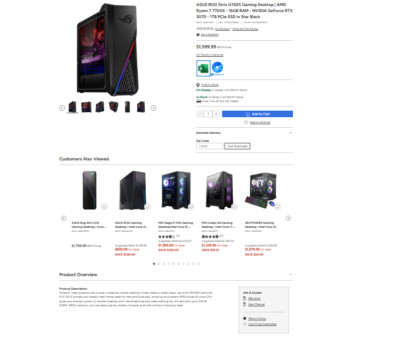 ASUS ROG Strix G15DS Gaming Desktop | AMD Ryzen 7 7700X - 16GB RAM - NVIDIA GeFo