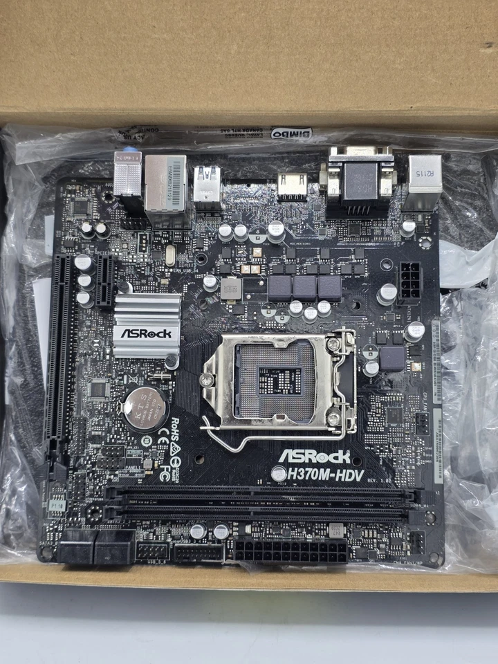 AS-IS ASRock H370M-HDV LGA1151 DDR4 SATA3&USB3.2 Micro Motherboard (UNTESTED) - Image 2 of 4