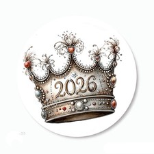 HAPPY NEW YEAR 2026 CROWN PARTY FAVORS LABELS SCRAPBOOK STICKERS ENVELOPE SEALS
