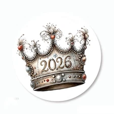 HAPPY NEW YEAR 2026 CROWN PARTY FAVORS LABELS SCRAPBOOK STICKERS ENVELOPE SEALS