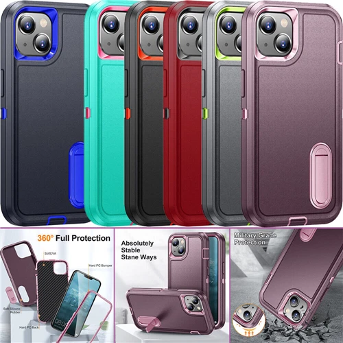 For iPhone 16e 16 Plus 15 14 13 12 11 Pro Max Case Shockproof Tough Stand Cover - image 2 of 4