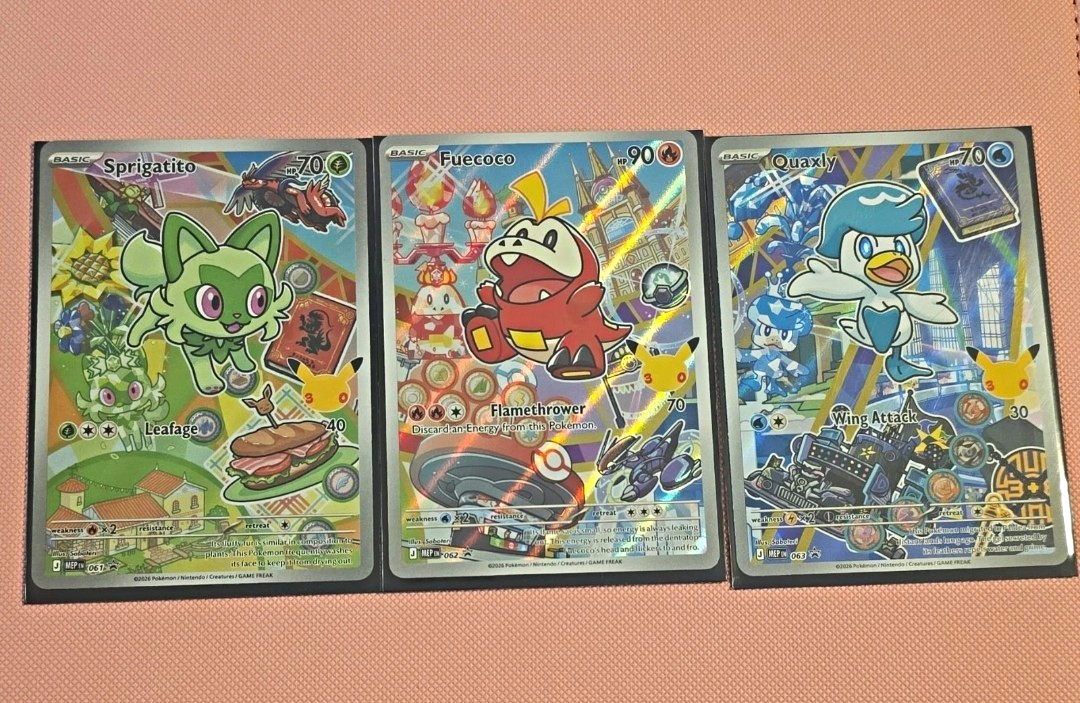 Pokemon First Partner Series 3 Set Sprigatito 61, Fuecoco 62, Quaxly 63 NM