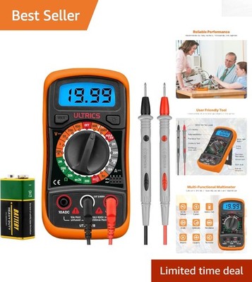 Versatile 2000 Counts Digital Multimeter with Backlit Screen - Battery Powered