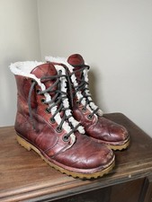 VINTAGE 1960 s WERON by Sandler Ski-Mountain Leather Boots SIZE 8N Sherpa Lined