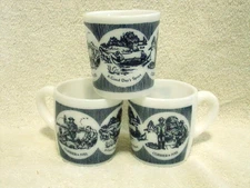 3 Vtg Hazel Atlas Currier and Ives Good Days Sport Mugs Cups Exc
