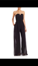 HALSTON Heritage Black Crepe Jumpsuit with Georgette Sz 6
