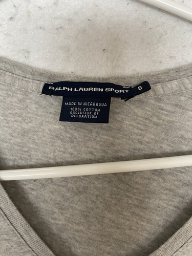Ralph Lauren Sport Womens Shirt Size S Gray V-neck pink Pony short sleeve - Picture 2 of 7