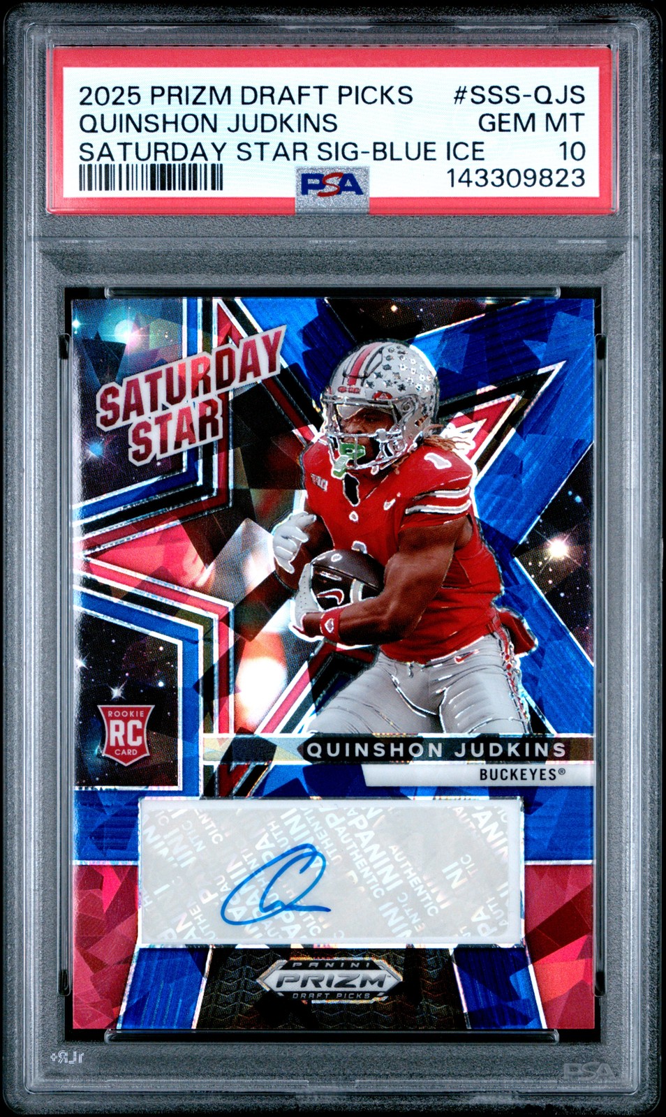 Quinshon Judkins Panini Prizm Draft Picks Saturday Star Signatures #SSSQJS Blue Ice