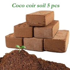 5 Pack Organic Compressed Coconut Fiber Bricks for Planting, Gardening, Potting