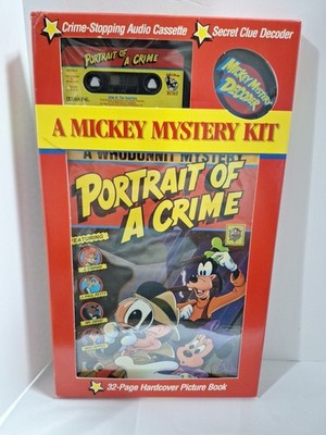 Vintage Disney Mickey Book Portrait of a Crime Mystery Kit Audio Casette RARE  
