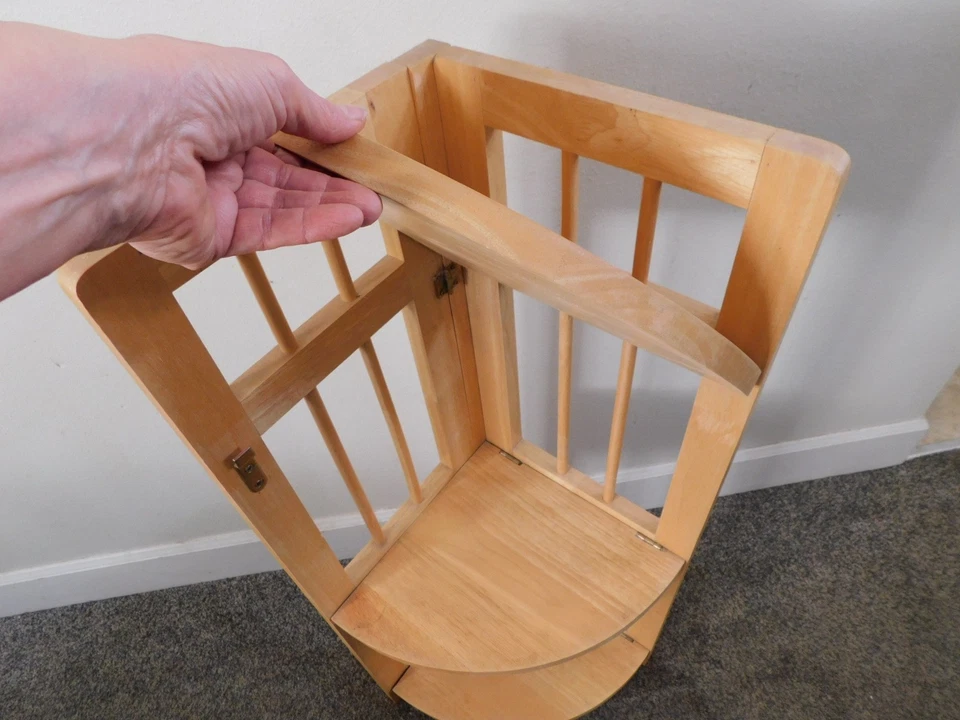 Esquina de madera plegable moderna danesa vintage 34" T 3 estantes soporte librería exhibición en muy buena condición Foto 4 de 4