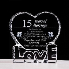 15th Wedding Anniversary Crystal Gift for Her Wife Him Couple 15 Year