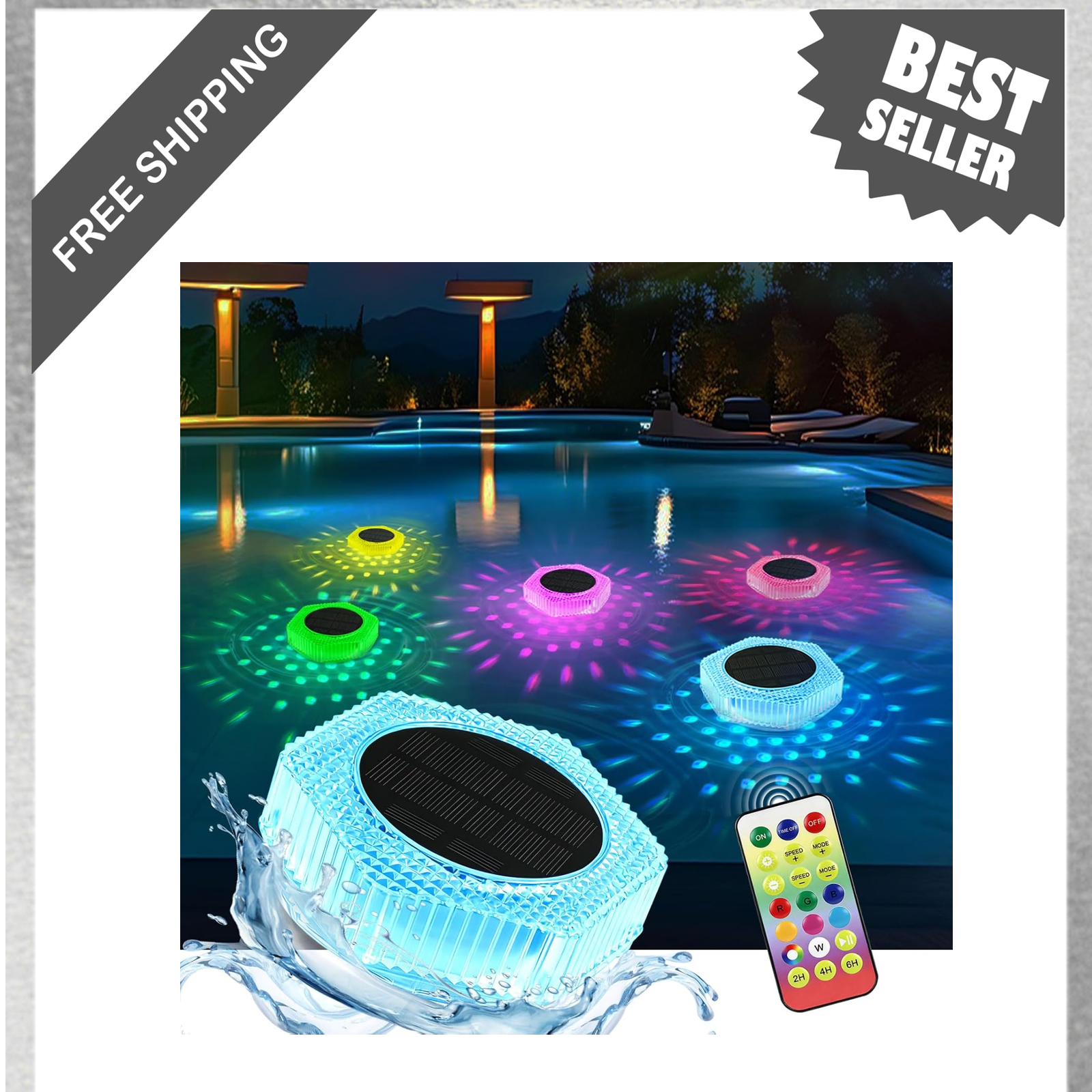 Floating Pool Lights with Remote Control, IP68 Waterproof, 7 Colors 3 ...