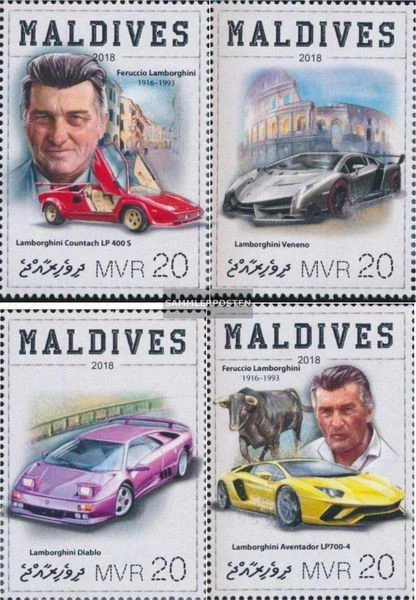 Briefmarken Malediven 2018 Mi 7543-7546 (kompl. Ausgabe) postfrisch Lamborghini  - Bild 1 von 1