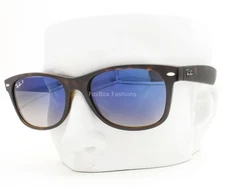 Ray-Ban New Wayfarer Sunglasses RB2132 865/78 Rubber Havana Polarized 55mm wcase