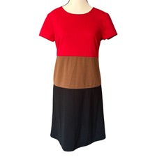Ann Taylor LOFT Colorblock Dress Size 6 Classic Casual Short Sleeve A-Line