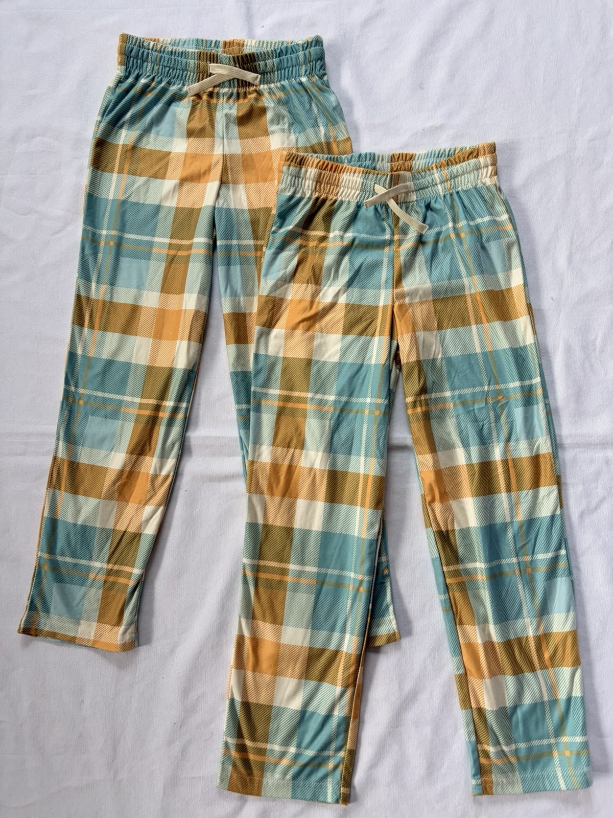 Cat & Jack Pajama Pants 2 Pack Boys M 8 Yellow Teal Plaid Flannel Sleepwear New