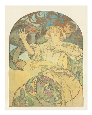 Jugendstil Wandbild Poster von Alphonse Mucha - elegantes Dekor