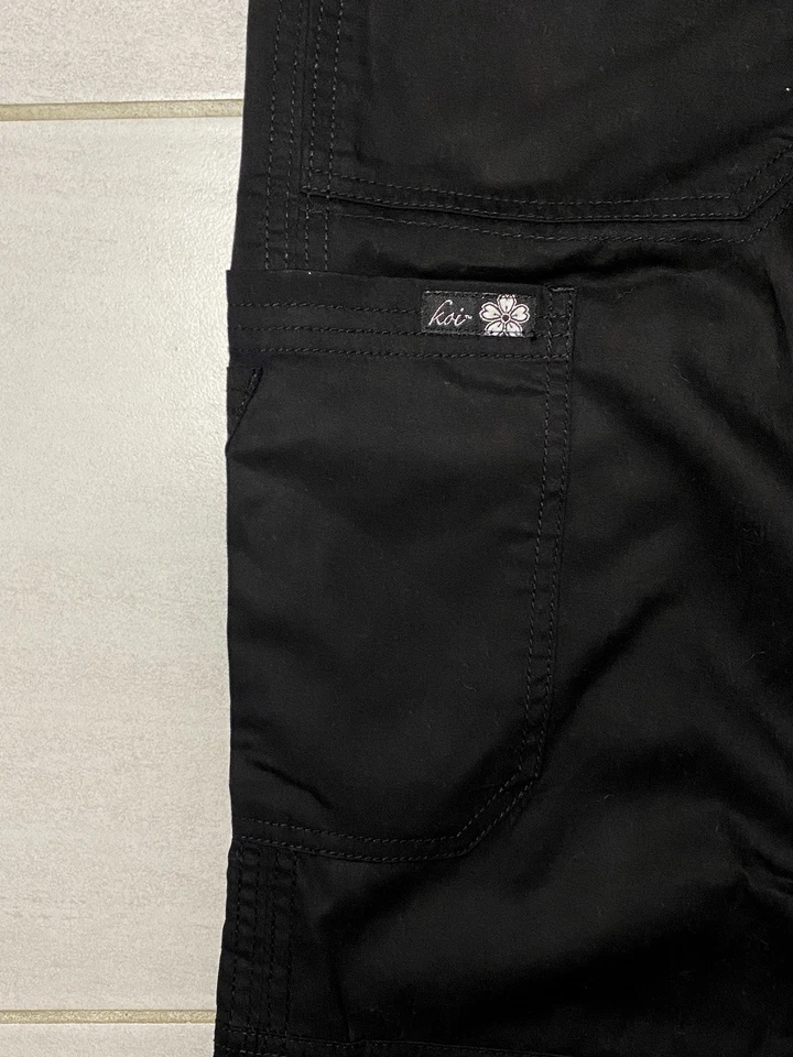 NEW Koi Scrub Pants Women’s Sz Small Petite Black Cargo Nursing Medical - Image 3 of 4