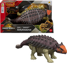 Jurassic World Rebirth Wild Roar Dinosaur Toy, Posable Ankylosaurus Figure, Tail