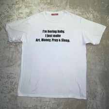 Art In The Clouds Streetwear Clothing Men&rsquo;s White &ldquo;I&rsquo;m Boring Baby&rdquo; T-Shirt Sz L