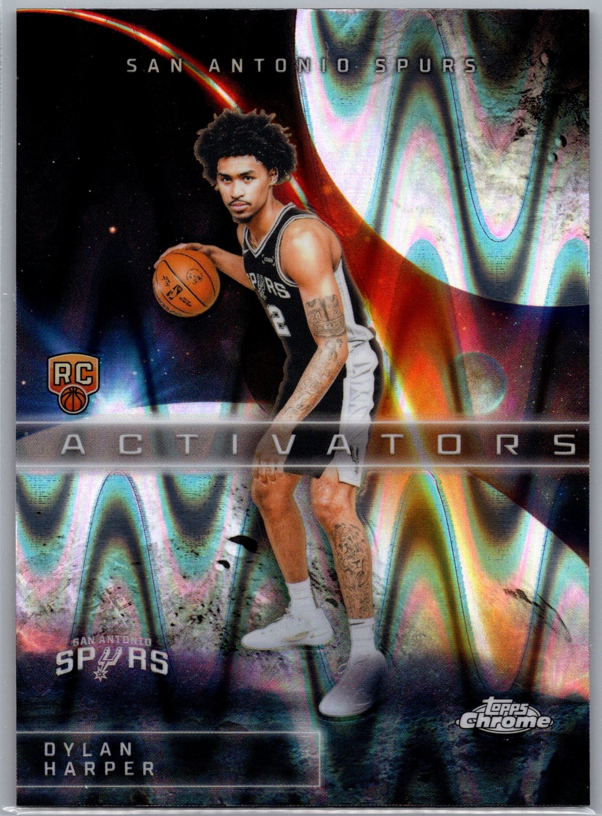 2025-26 Topps Chrome #AC-12 Dylan Harper Activators Ray Wave Rookie Spurs