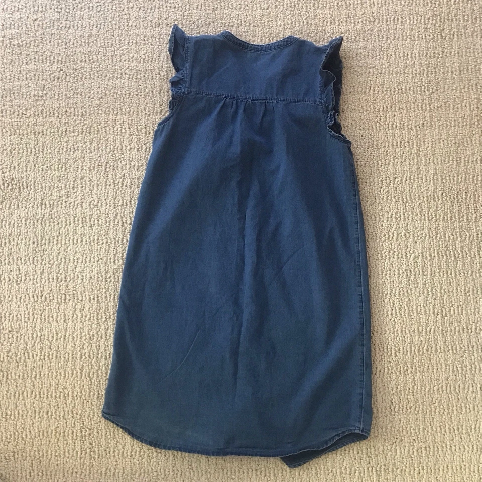 Old Navy Girls Size XS Blue Denim sleeveless dress botton front ruffle - Image 4 of 4