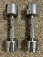 Pair of 8 Pound Pair Chrome DP Dumbbells 16LBS Total Weights Screw on Heads