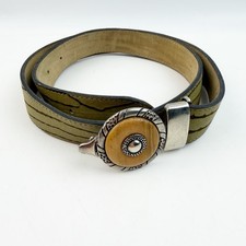 Vtg Zibo Mod Belt Zebra Stripe Metal Buckle Green France Boho Chic Green Suede 3