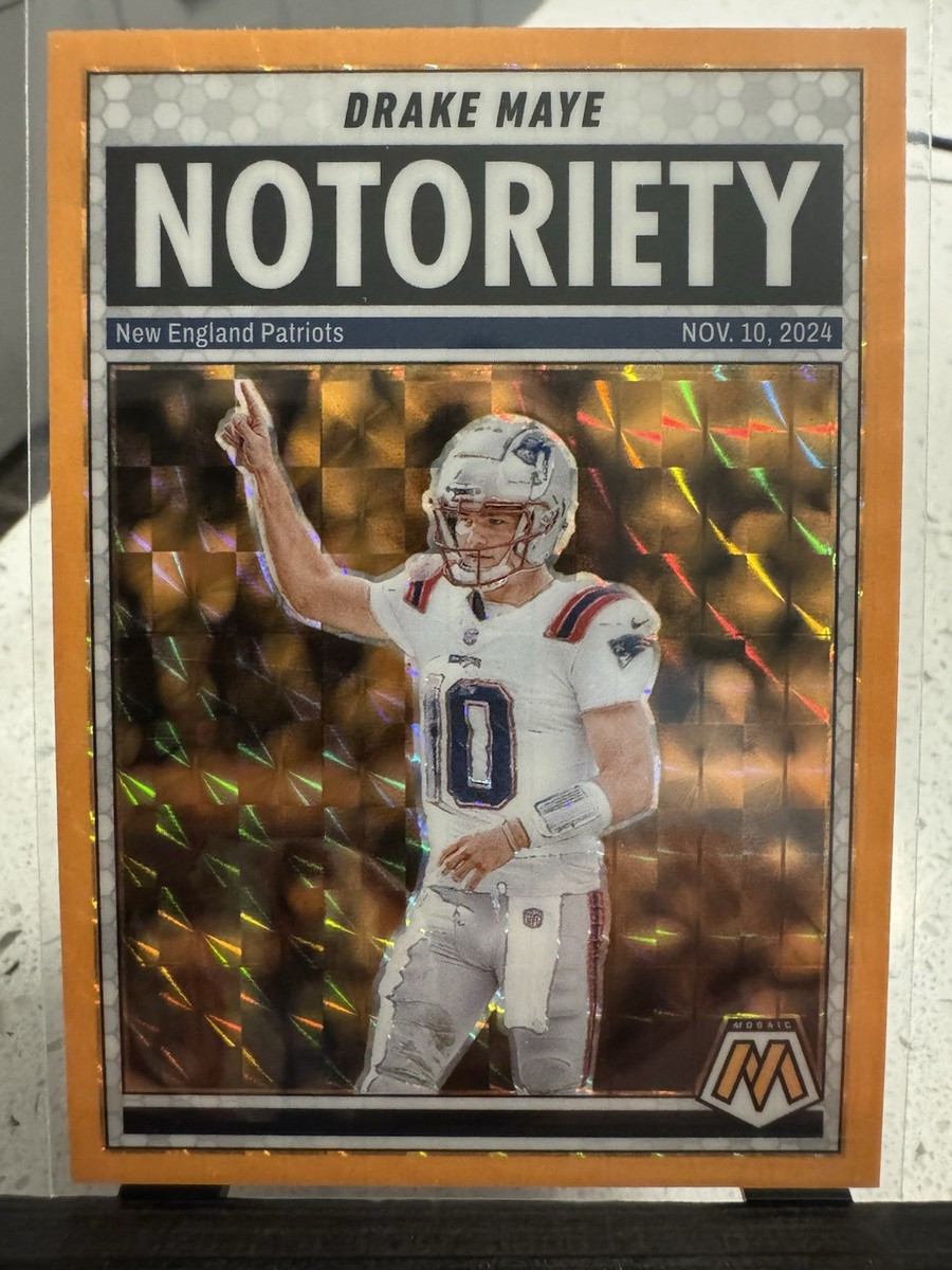 Drake Maye 2025 Panini Mosaic Prizm Notoriety Insert Orange