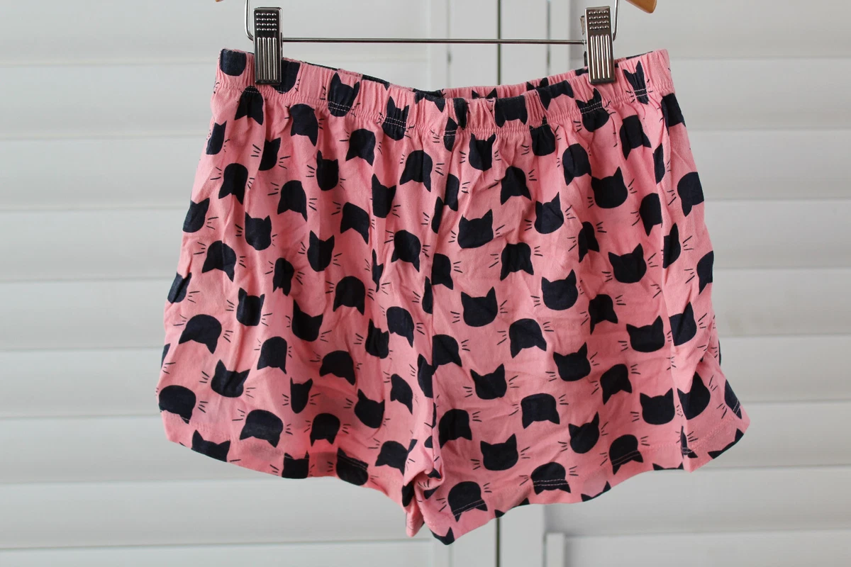 SIZE 6 8 ANKO SLEEP PINK CAT PATTERN ELASTIC WAIST PJ SLEEP