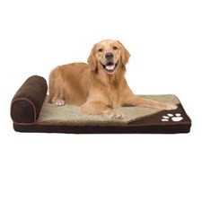 Brown Large Dog Bed with Headrest Edition High Pillow for 77.2-110.2lbs Pet