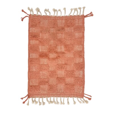 Moroccan Handmade Beniourain Rug 2'4x3'4 Berber Tufted Dark Peach Wool Runner