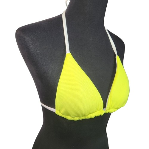 Becca Bikini Top Size Small Becca By Rebecca Virtue Reversible Triangle Yellow - Picture 6 of 6