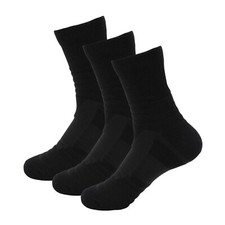 3 Pack Mens Athletic Cotton Sport Casual Dress Black Basketball Long Crew Socks