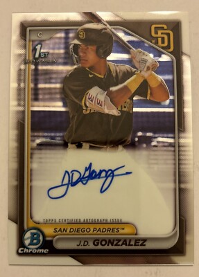 2024 Bowman J.D. Gonzalez 1st Chrome On Card Auto #CPA-JGO San