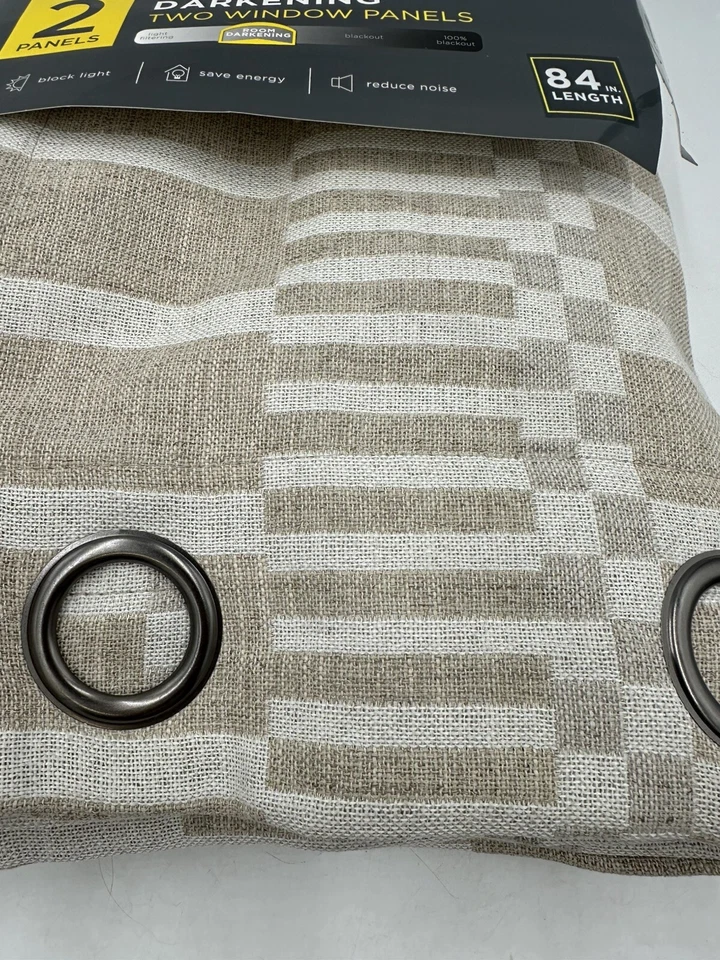 Eclipse Blackout One Grommet Panel 42” x 84”  Beige Striped tan Reduce Noise New - Image 4 of 4