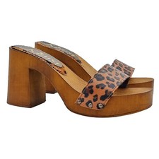 Clogs With Genuine Leather Animal Print Strap And Comfortable Heel - K03203 GHE