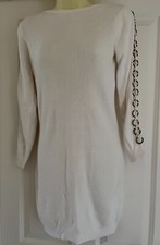ASOS Winter White Long Length Jumper Dress with Metal Rings Size XS