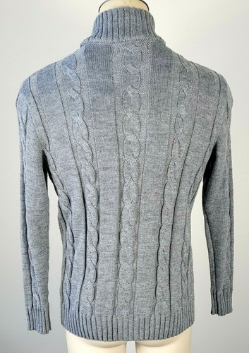 Paul Jones Herren Zopfmuster grau Acryl Strickjacke Pullover Gr. Medium - Neu mit Etikett - Bild 2 von 4