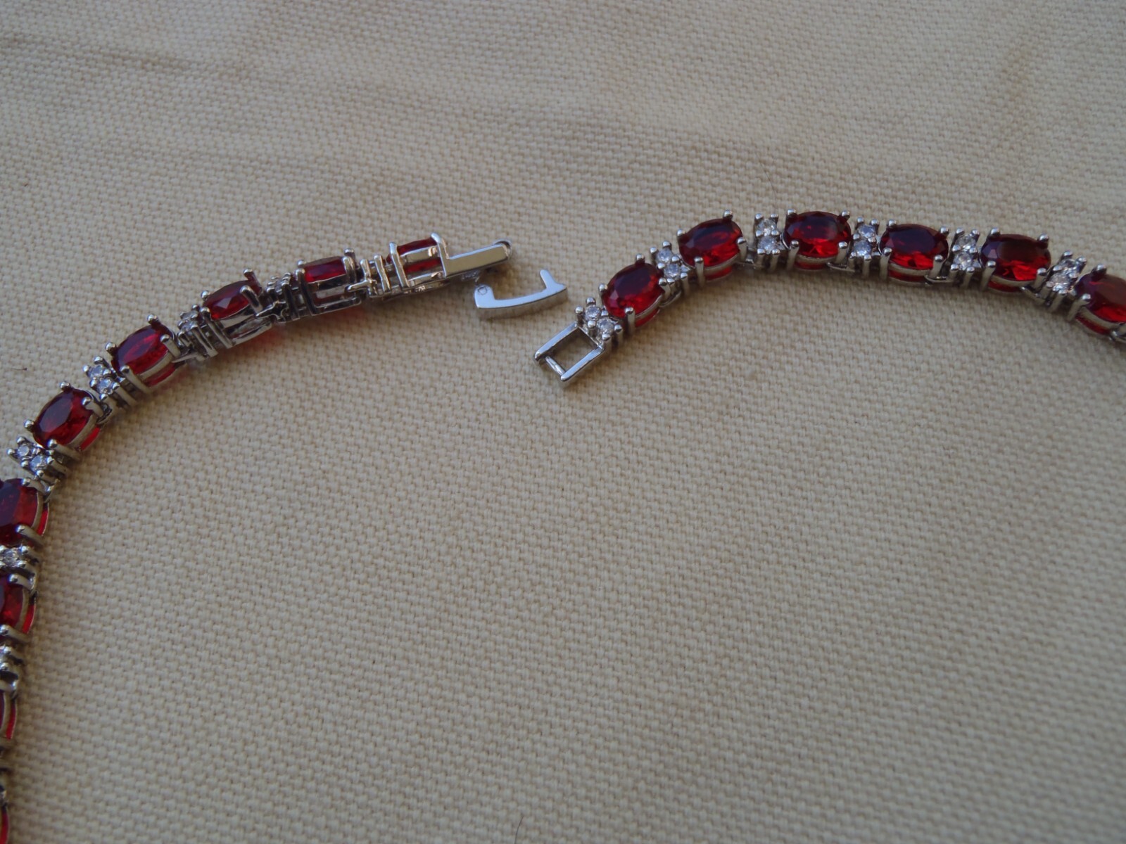 Vintage Ruby Red Simulated Stone Tennis Necklace - image 6