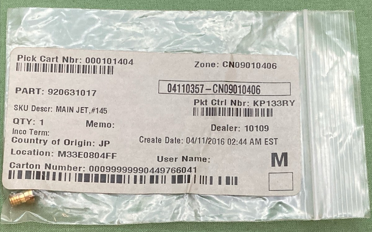 ピック REPLACES KAWASAKI New 92063-1017 Jet - Main, #145 | eBay