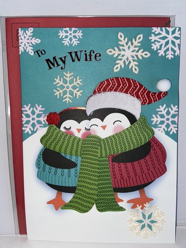 Papyrus Christmas Greeting Card - To My Wife Penguins Hugging - 第 1/4 張圖片
