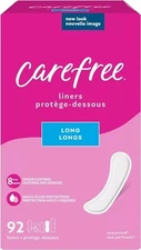 Carefree Acti-Fresh Thin Panty Liners, Soft and Flexible, Long, 92 Count