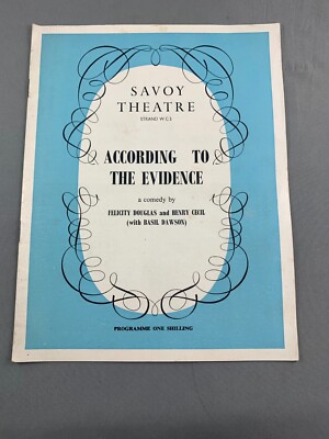 According to the Evidence / Savoy Theatre program / Douglas Wilmer / 1967 (L)