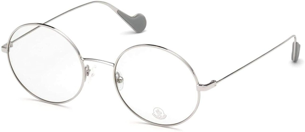 メガネ Moncler Glasses Frame ML5047 016 Silver Lightweight Authentic MONCLER ML5047 016 Shiny Silver Round Metal