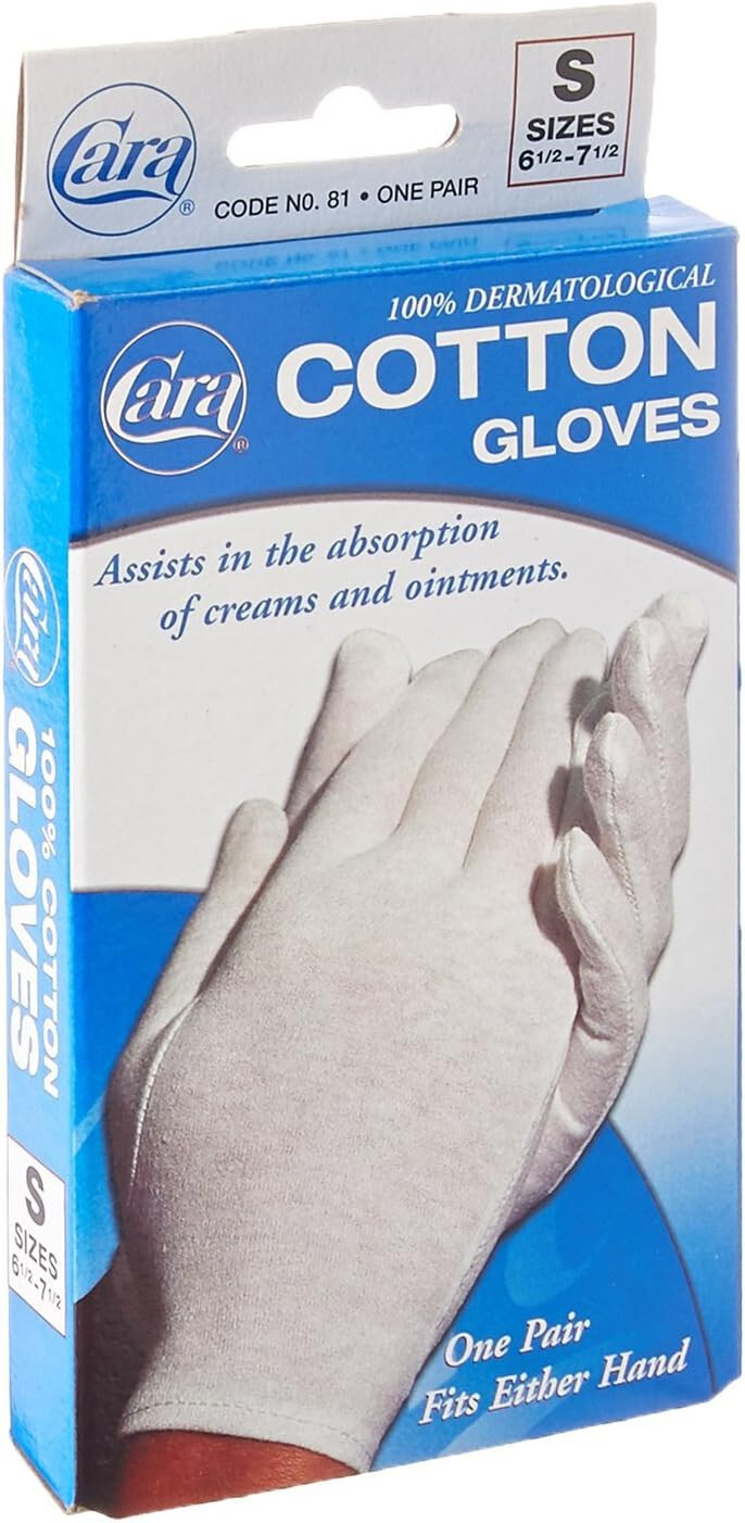 Cara Moisturizing Eczema 100 Premium Cotton Gloves Small White 4