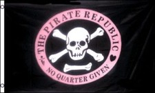 3'x5' Pirate Republic Jolly Roger Flag Skull No Quarters Given Crossbones 3X5 2