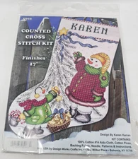 Cross Stitch Kit Design Works Christmas Tree Snowmen Stocking #DW5966 NOS 