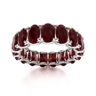 6X4 MM Oval Shape Garnet 925 Sterling Silver Eternity Band Ring Gift For Women